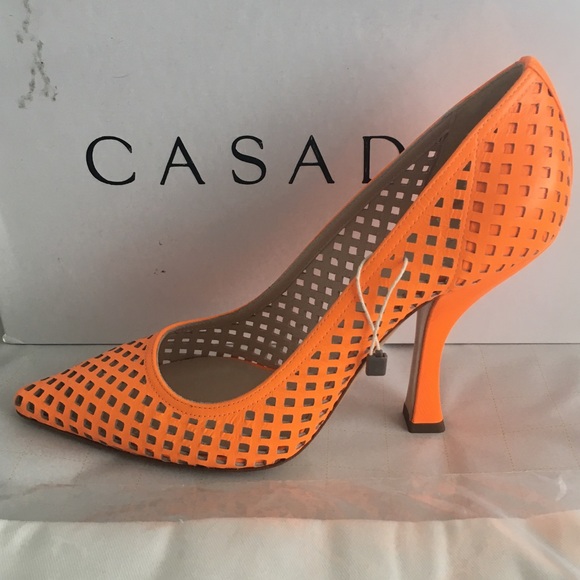 Casadei Orange Leather Pump Shoes 6.5 US / 36.5 EU - Picture 4 of 9